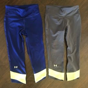 2 Pair New Under Armour Leggings Capri XS